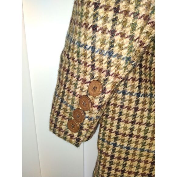 Vtg Lauren Ralph Lauren Brown Houndstooth Equestrian Wool Blazer Old Money 20W - Picture 4 of 10